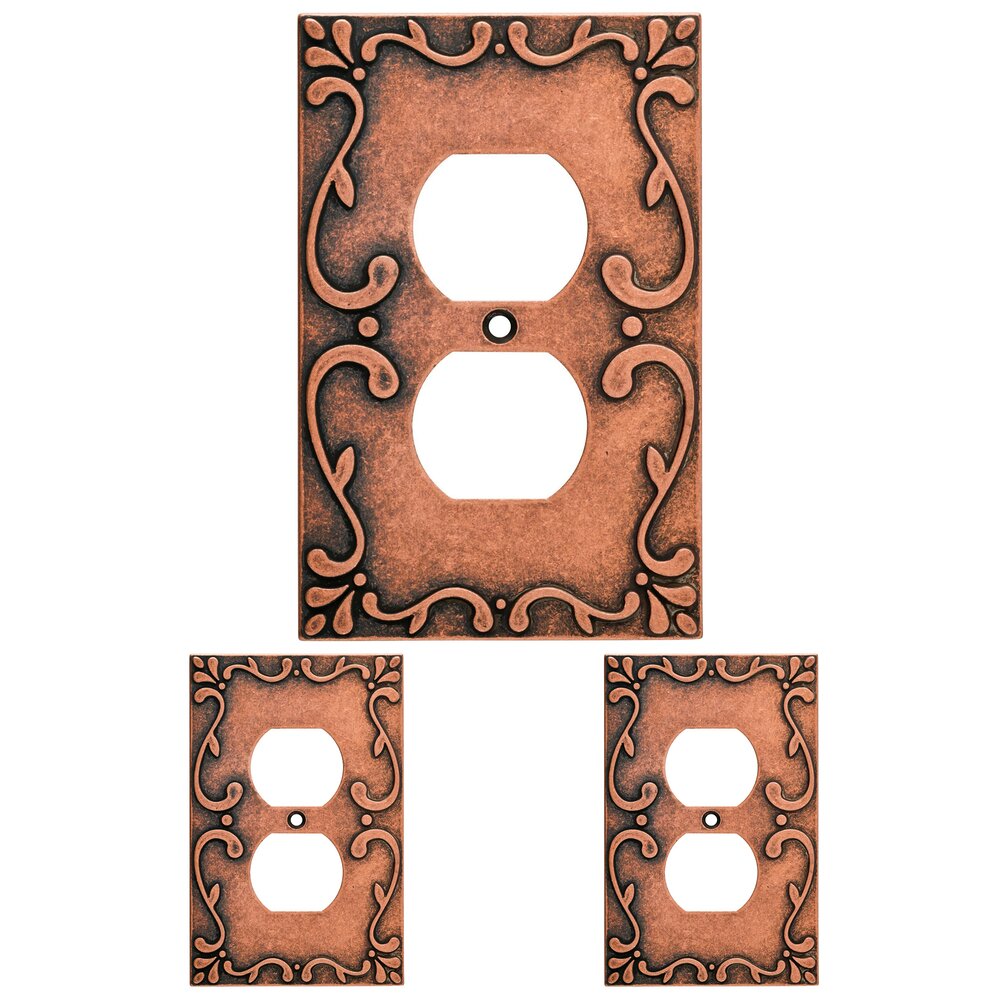 Classic Lace Single Duplex Wall Plate (3 Pack) in Sponged Copper