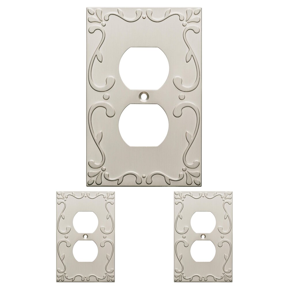 Classic Lace Single Duplex Wall Plate (3 Pack) in Brushed Nickel