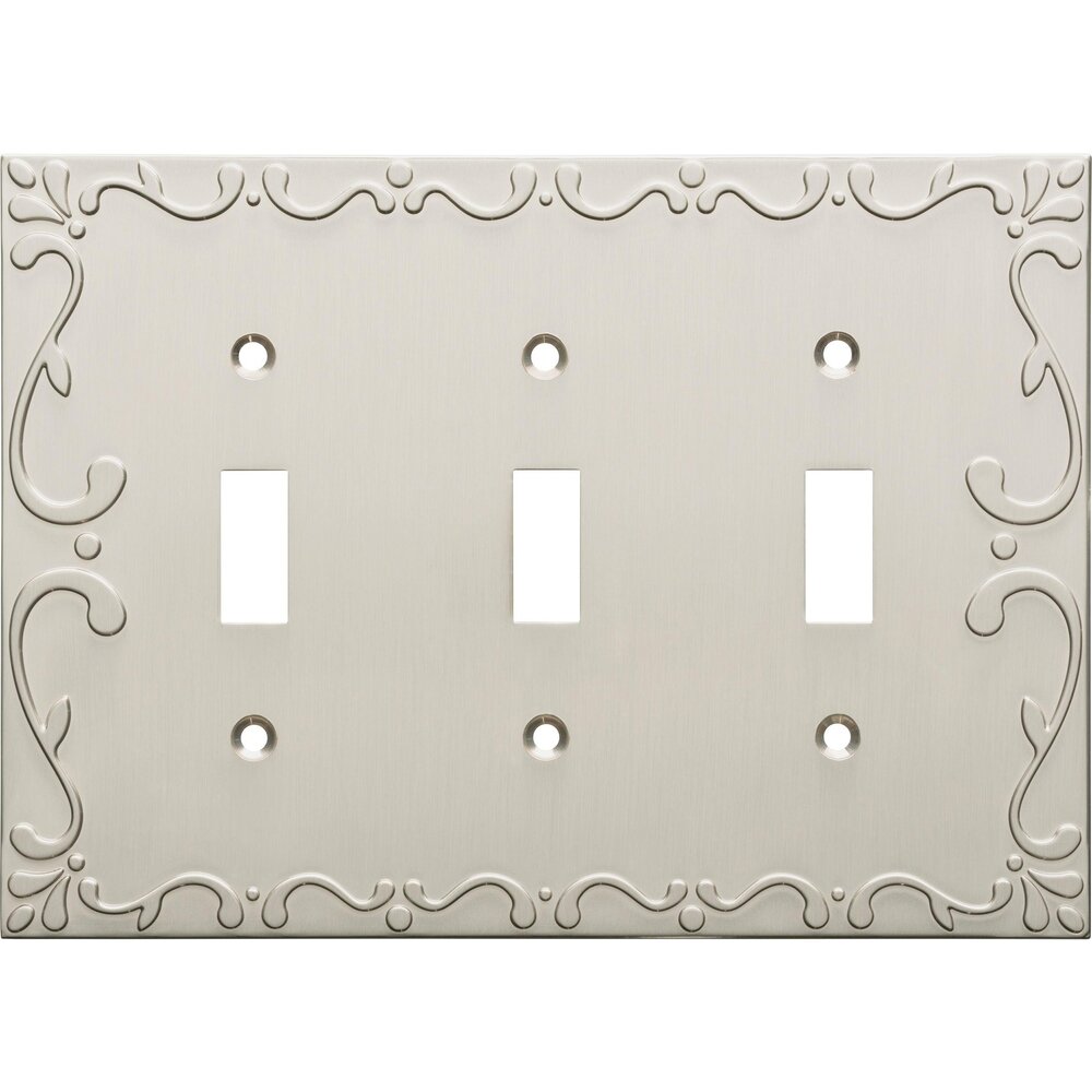 Classic Lace Triple Toggle Wall Plate in Brushed Nickel
