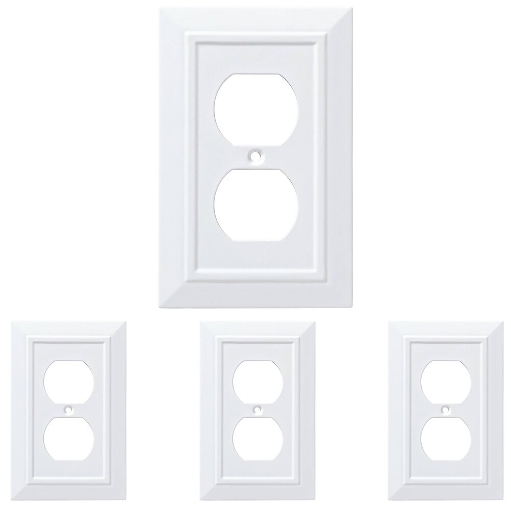 Single Duplex Wall Plate in Pure White Antimicrobial (4 Pack)