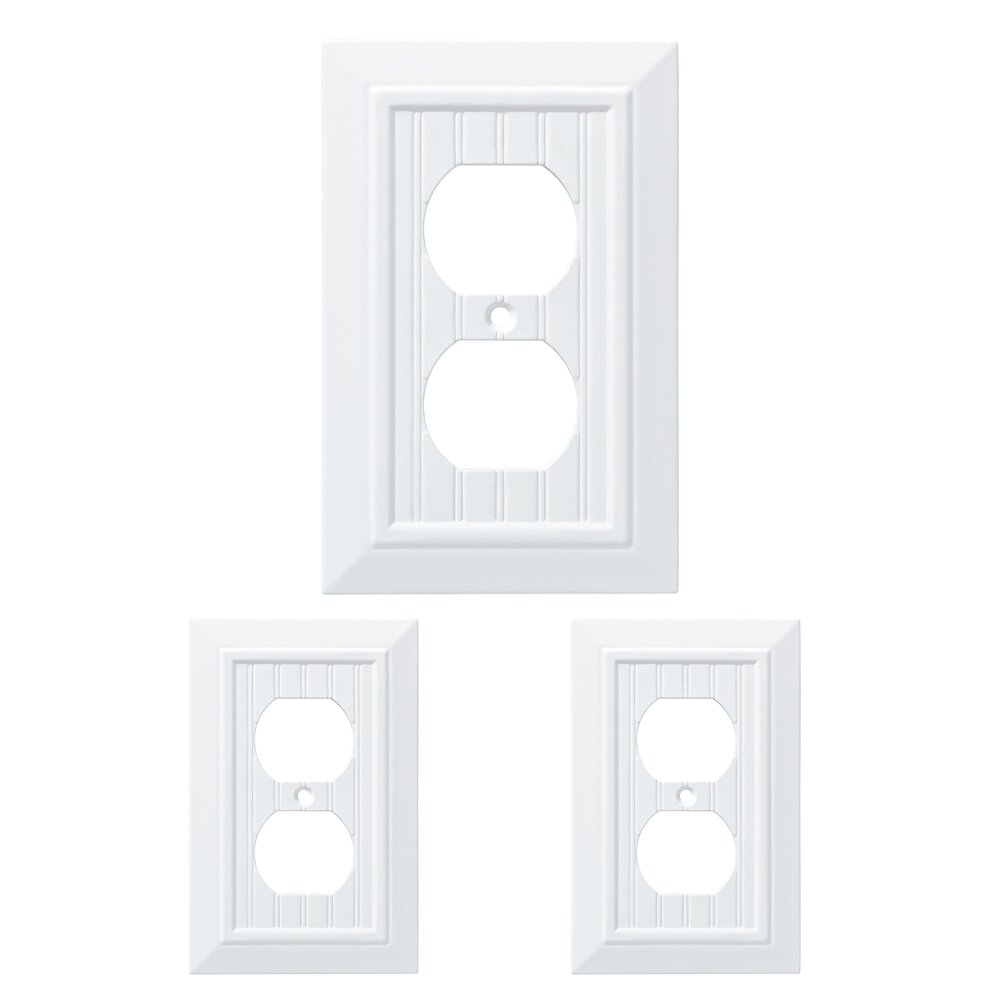Classic Beadboard Single Duplex Wall Plate (3 Pack) in Pure White