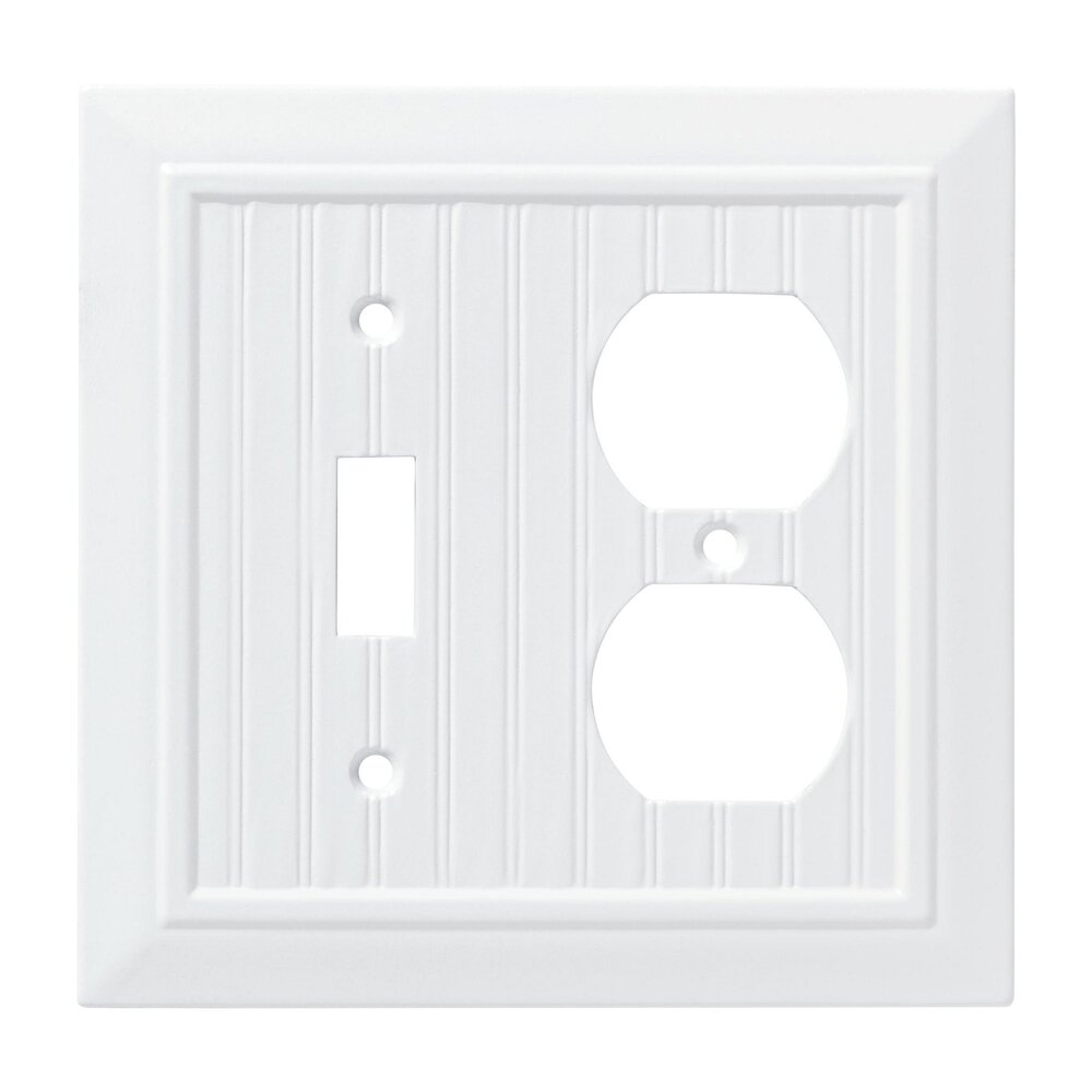 Classic Beadboard Single Toggle Single Duplex Combo Wall Plate in Pure White