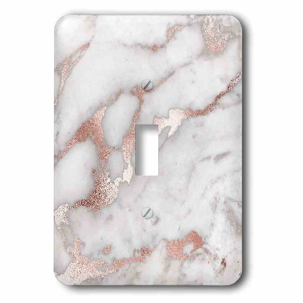 Single Toggle Wallplate With Image Of Chic Gray Trendy Copper Rose Gold Marble Agate Gemstone Rock Quartz