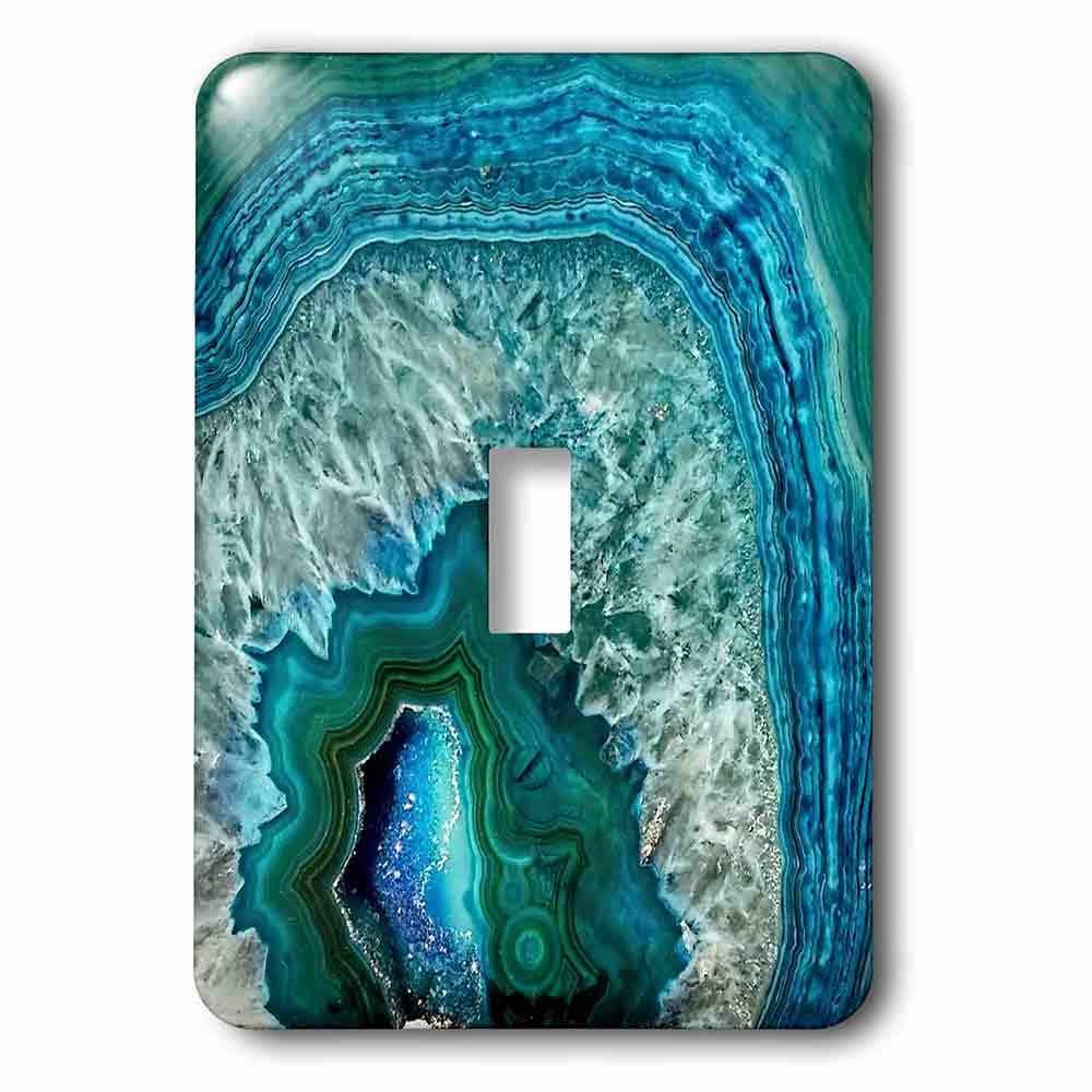 Single Toggle Wallplate With Image Of Luxury Aqua Blue Marble Agate Gem Mineral Stone