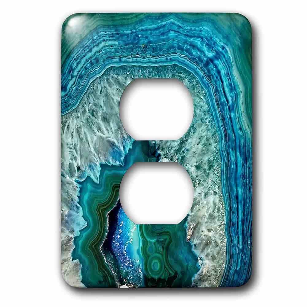 Single Duplex Wallplate With Image Of Luxury Aqua Blue Marble Agate Gem Mineral Stone