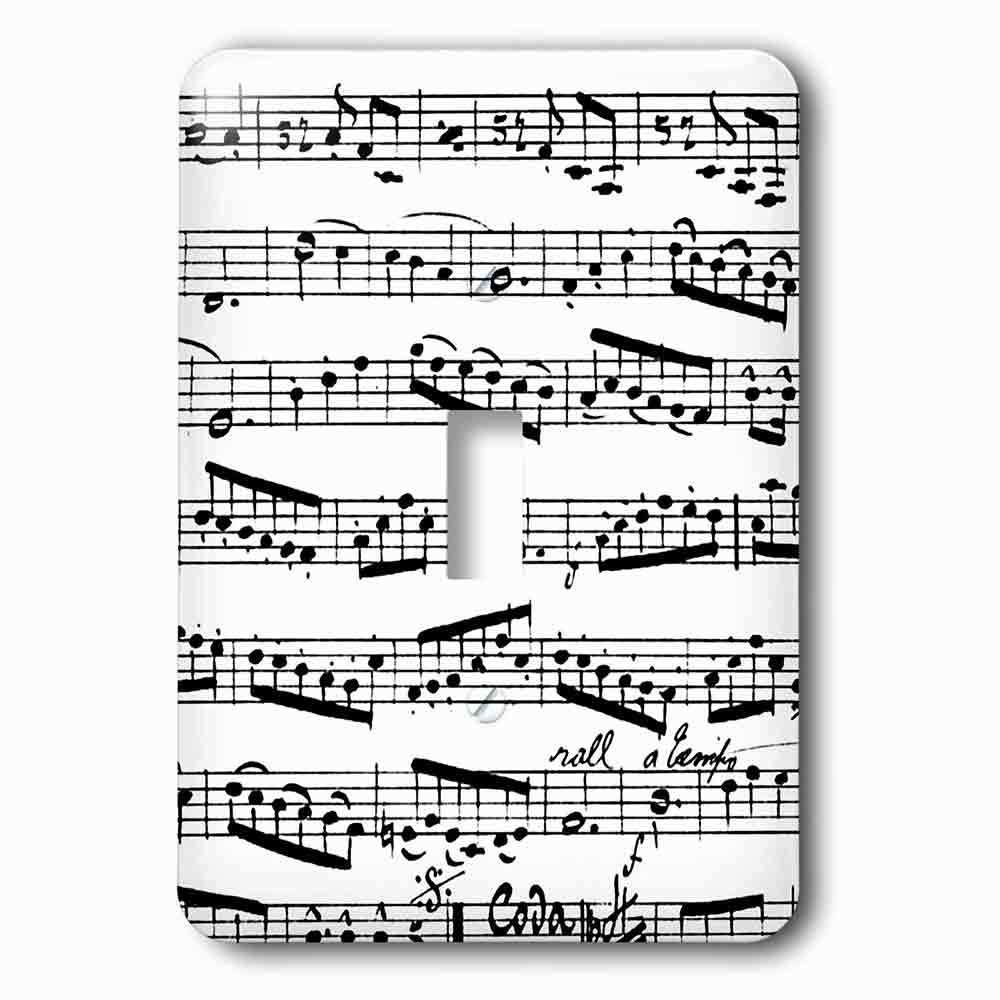 Single Toggle Wallplate With Music Notes Pattern Black And White Piano Sheet Musical Notation