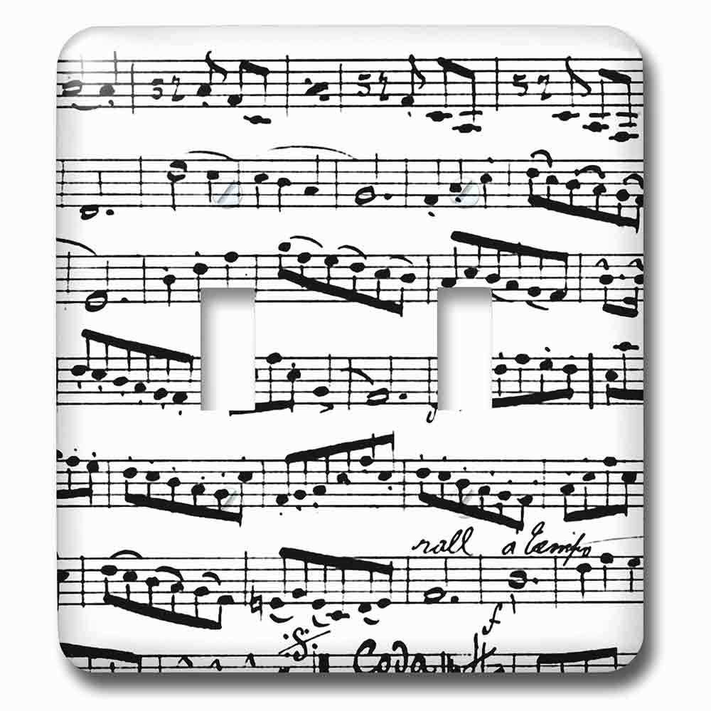 Double Toggle Wallplate With Music Notes Pattern Black And White Piano Sheet Musical Notation