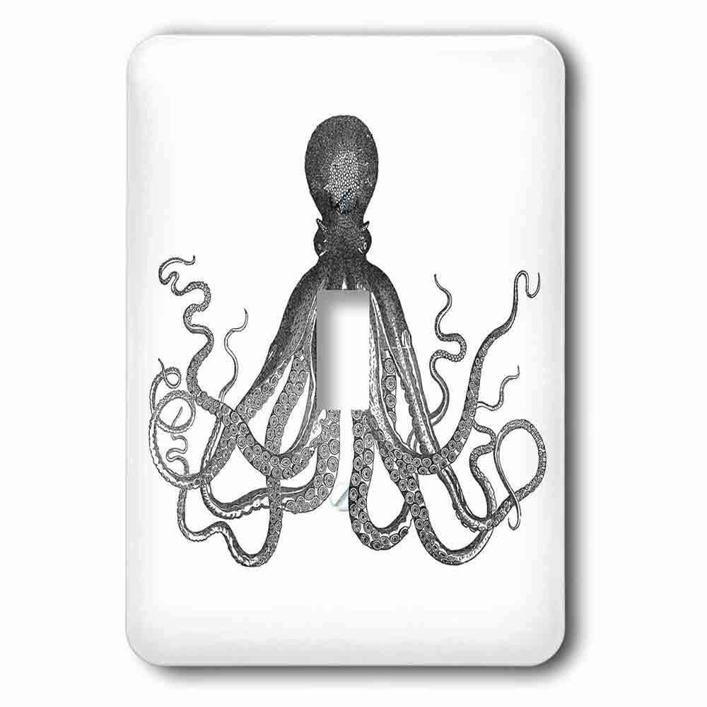 Single Toggle Wallplate With Vintage Octopus Black And White Lord Bodner Kraken Cthulu Nautical Underwater Sea Giant Squid