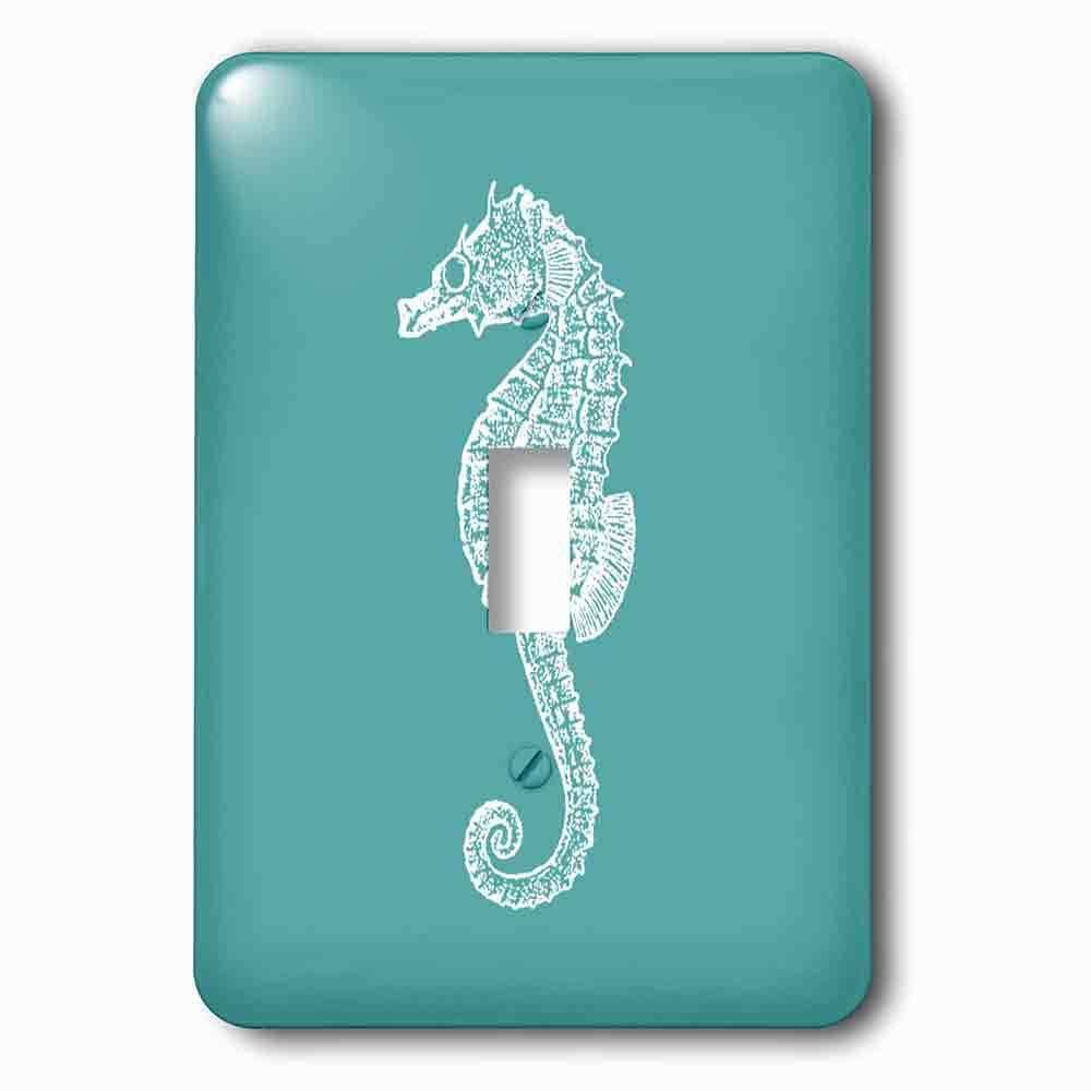 Single Toggle Wallplate With Teal Blue Seahorse Print Sea Horse Ocean Marine Beach Aquarium Aquatic