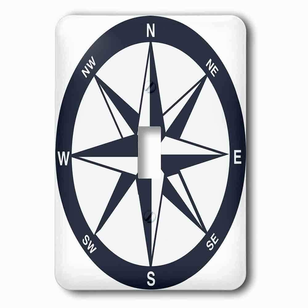 Single Toggle Wallplate With Blue And White Nautical Compass