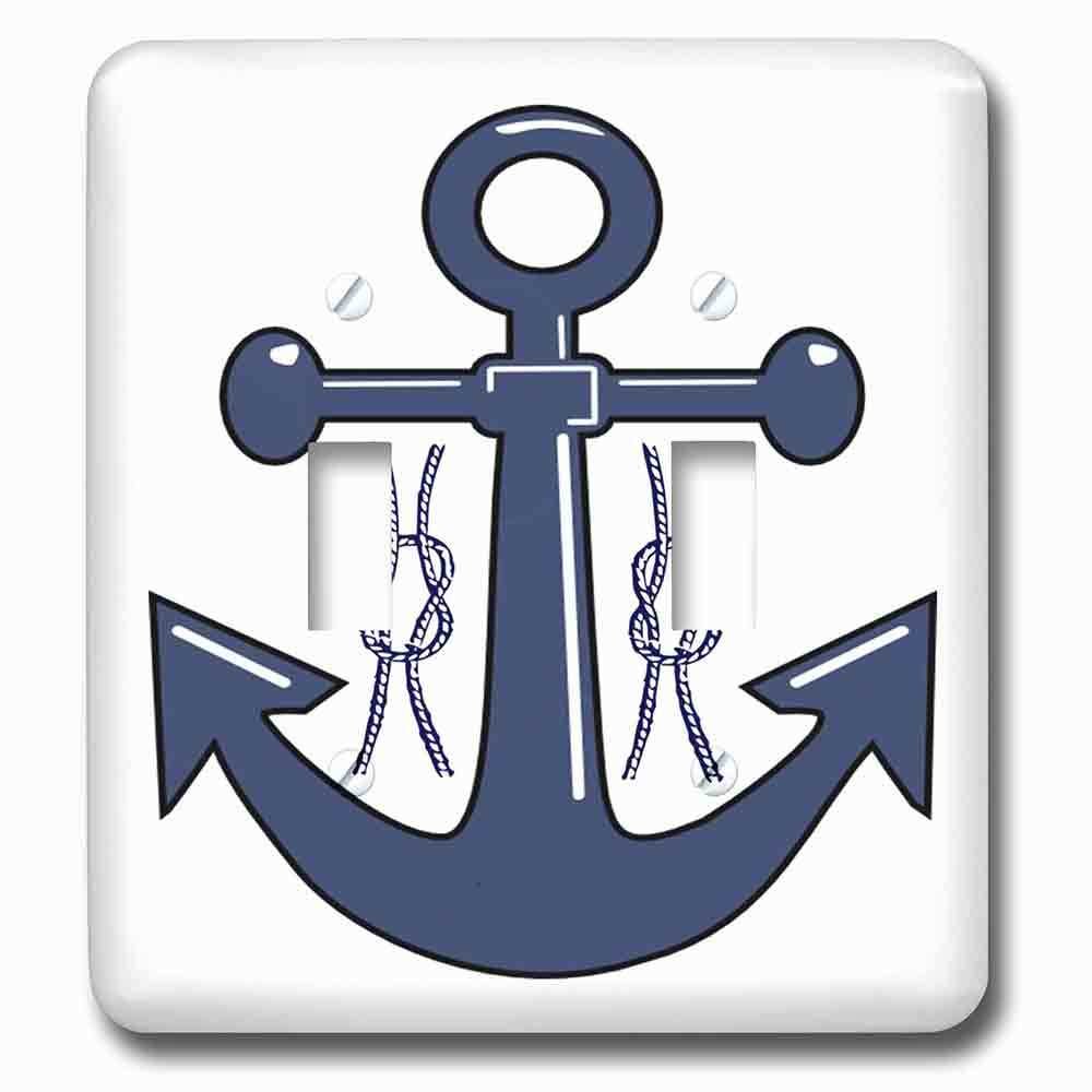Double Toggle Wallplate With Navy Blue Anchor N Nautical Knots