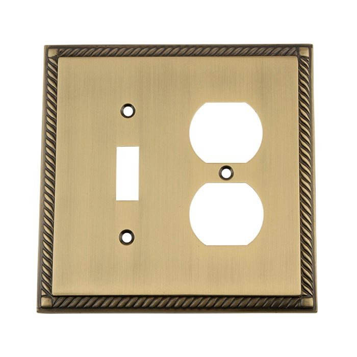 Toggle/Duplex Switchplate in Antique Brass
