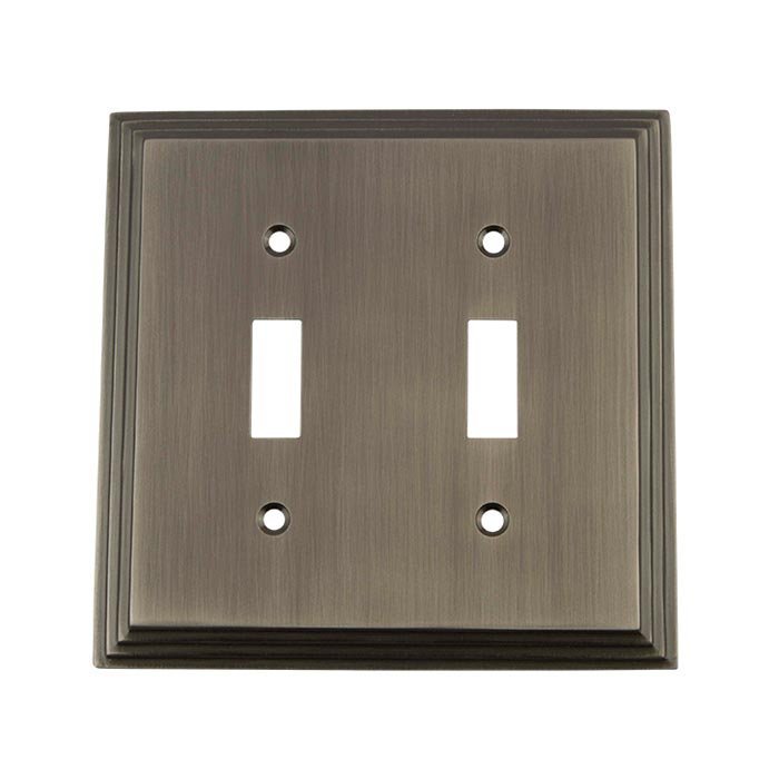 Double Toggle Switchplate in Antique Pewter