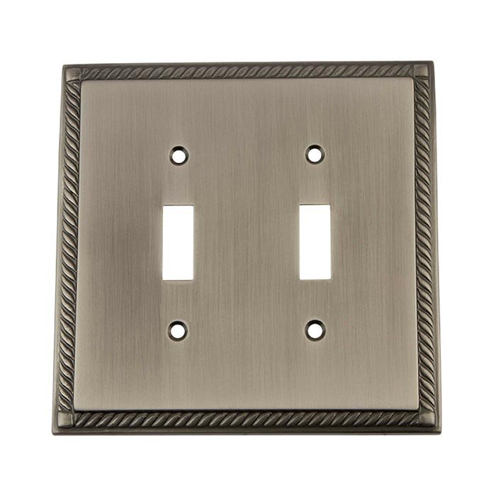 Double Toggle Switchplate in Antique Pewter