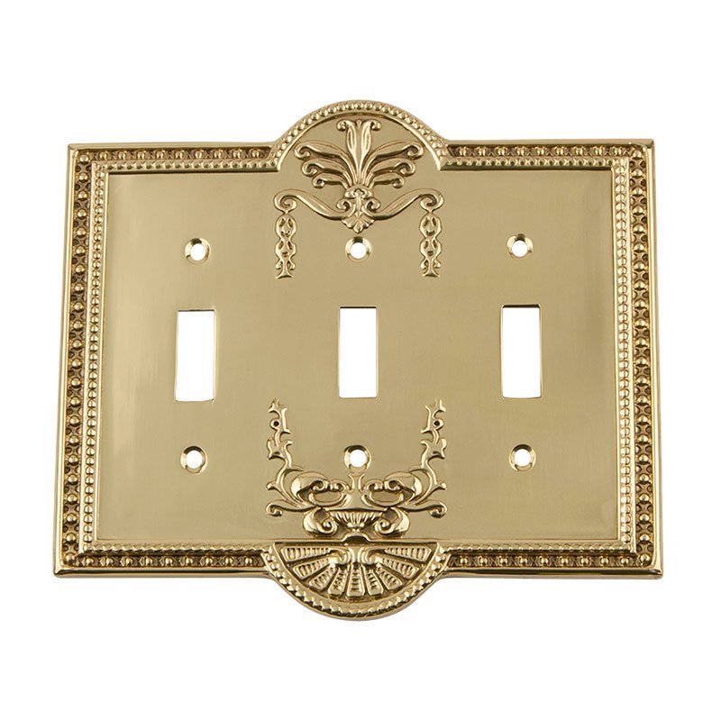 Triple Toggle Switchplate in Polished Brass