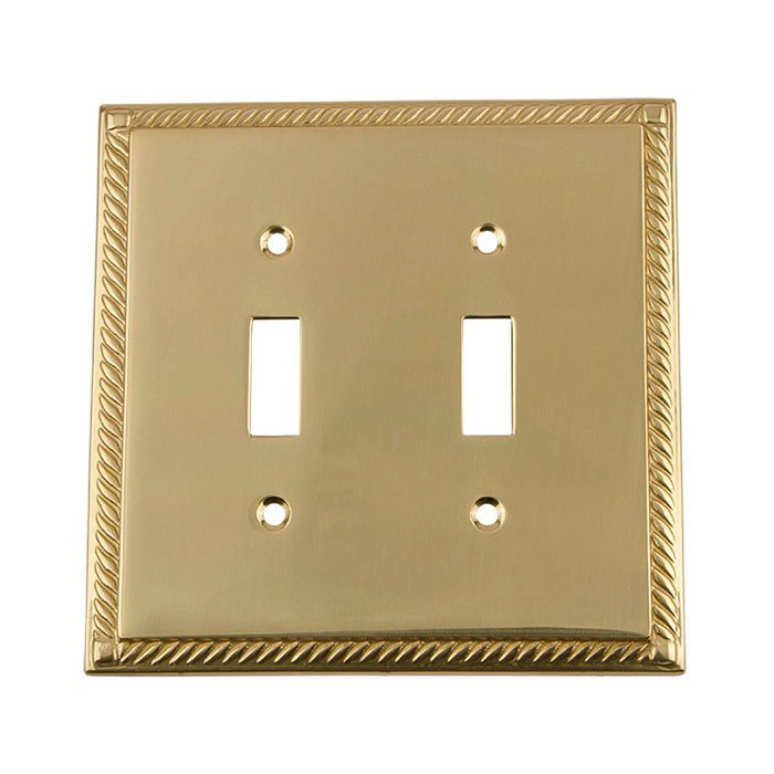Double Toggle Switchplate in Polished Brass