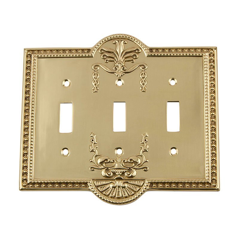 Triple Toggle Switchplate in Unlacquered Brass
