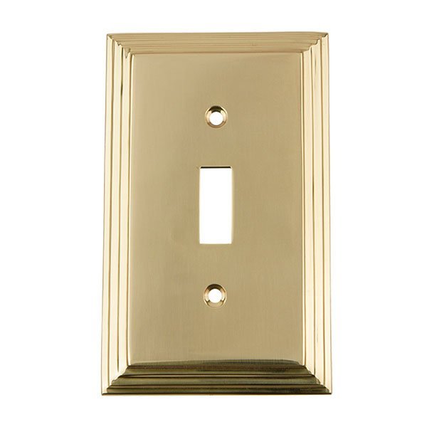 Single Toggle Switchplate in Unlacquered Brass