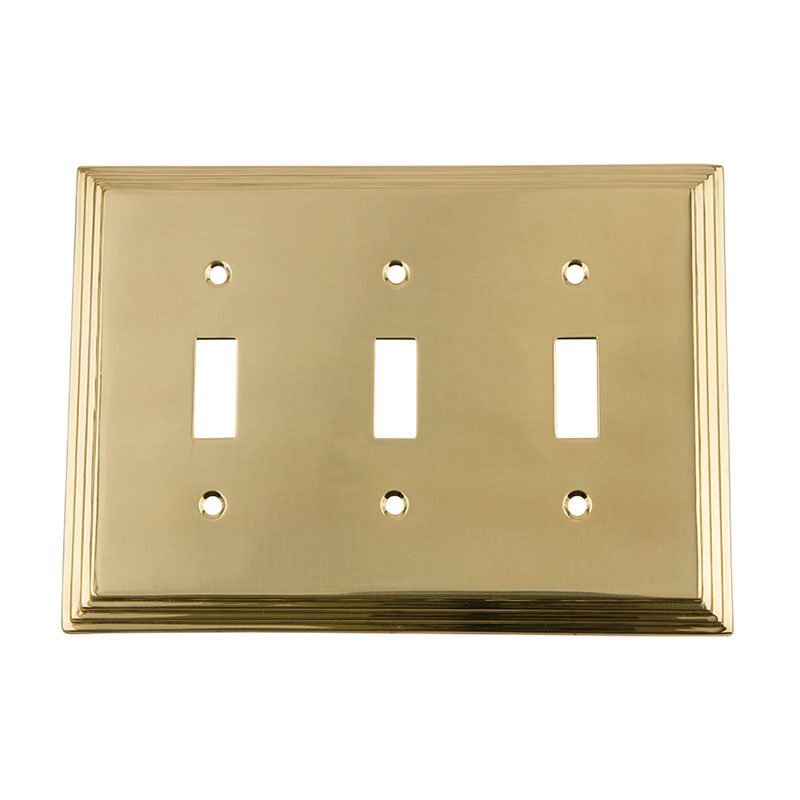 Triple Toggle Switchplate in Unlacquered Brass