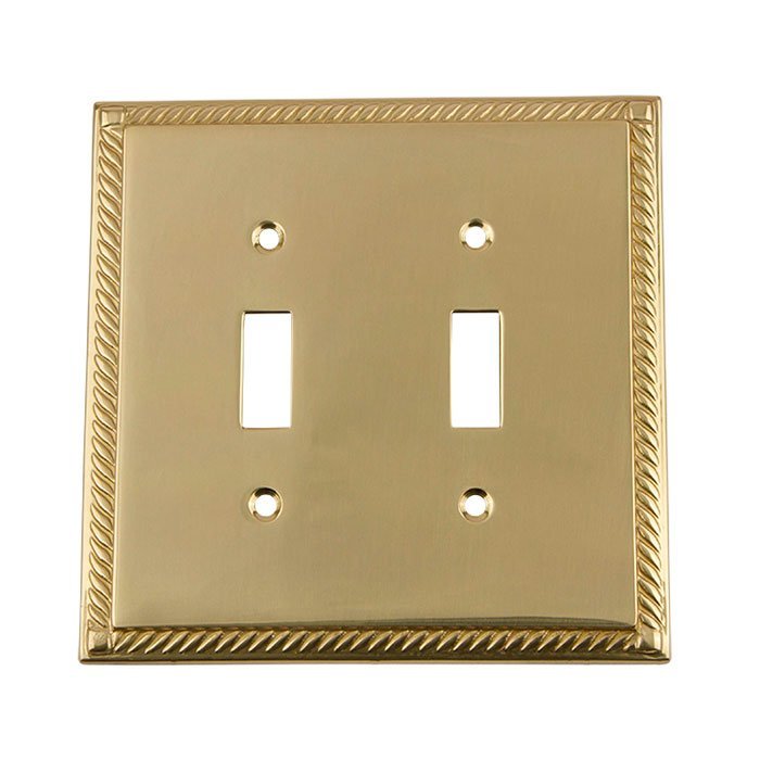 Double Toggle Switchplate in Unlacquered Brass
