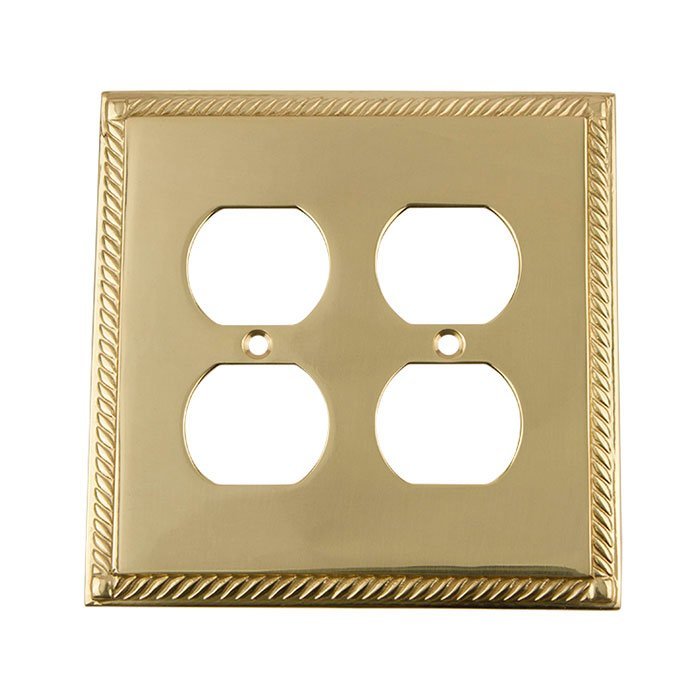 Double Duplex Switchplate in Unlacquered Brass