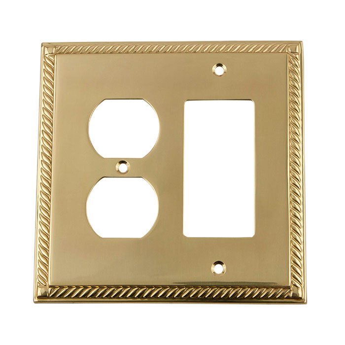 Rocker/Duplex Switchplate in Unlacquered Brass