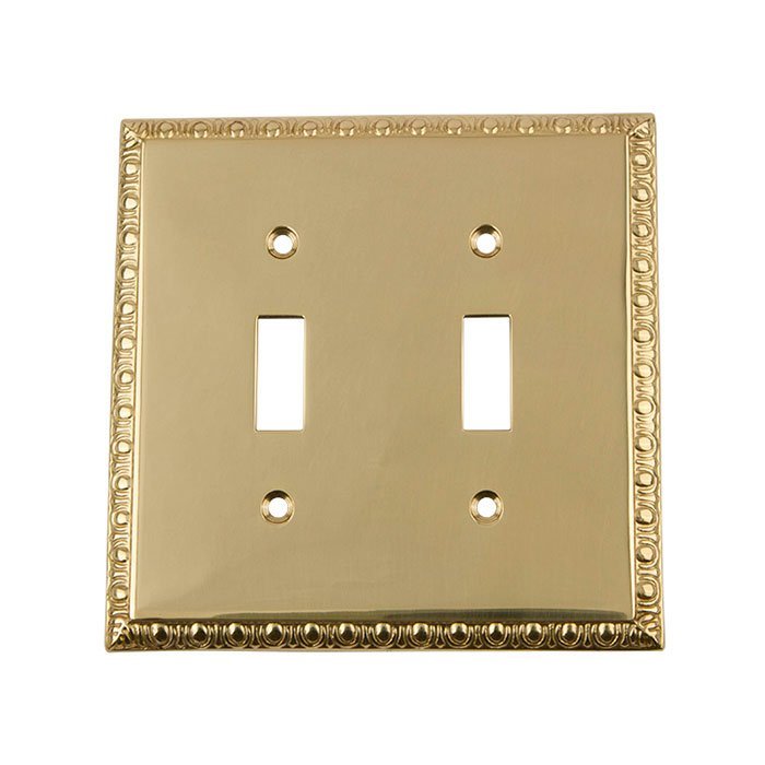 Double Toggle Switchplate in Unlacquered Brass