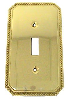 Beaded Single Toggle Switchplate in Polished Brass Lacquered