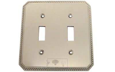Beaded Double Toggle Switchplate in Satin Nickel Lacquered
