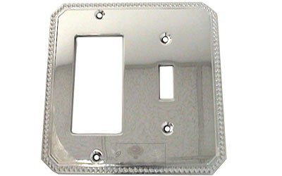 Beaded Single Toggle with Single Rocker Cutout Switchplate in Polished Chrome