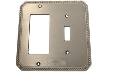Beaded Single Toggle with Single Rocker Cutout Switchplate in Satin Nickel Lacquered