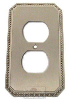 Beaded Duplex Receptacle Switchplate in Satin Nickel Lacquered