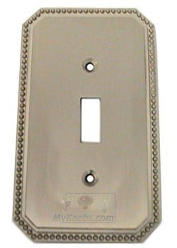 Beaded Single Toggle Switchplate in Satin Nickel Lacquered