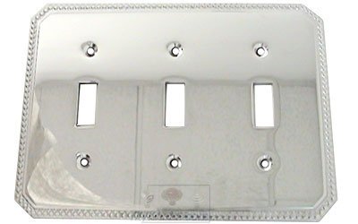 Beaded Triple Toggle Switchplate in Polished Chrome