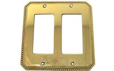 Beaded Double Rocker Cutout Switchplate in Polished Brass Lacquered