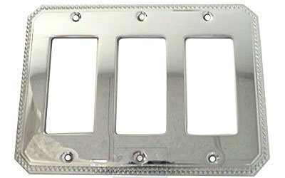 Beaded Triple Rocker Cutout Switchplate in Polished Chrome