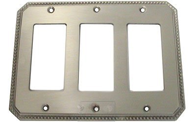 Beaded Triple Rocker Cutout Switchplate in Satin Nickel Lacquered