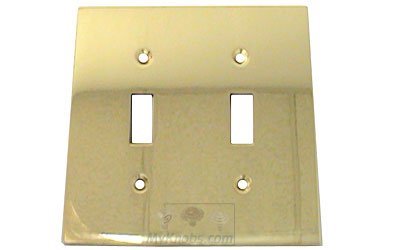 Modern Double Toggle Switchplate in Polished Brass Lacquered