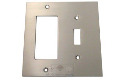 Modern Single Toggle and Single Rocker Switchplate in Satin Nickel Lacquered