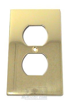 Modern Duplex Receptacle Switchplate in Polished Brass Lacquered