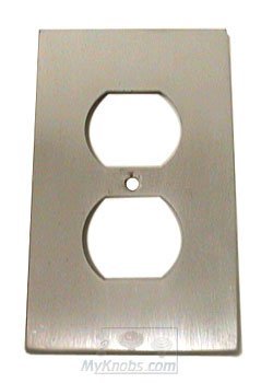 Modern Duplex Receptacle Switchplate in Satin Nickel Lacquered