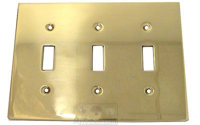 Modern Triple Toggle Switchplate in Polished Brass Lacquered