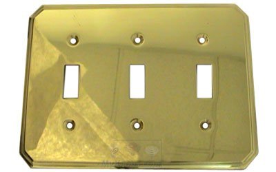 Traditional Triple Toggle Switchplate in Polished Brass Lacquered