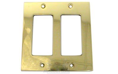 Modern Double Rocker Cutout Switchplate in Polished Brass Lacquered
