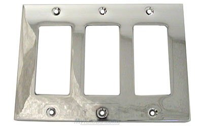 Modern Triple Rocker Cutout Switchplate in Polished Chrome