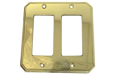 Traditional Double Rocker Cutout Switchplate in Polished Brass Lacquered