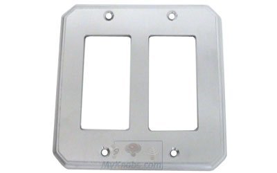 Traditional Double Rocker Cutout Switchplate in Satin Chrome