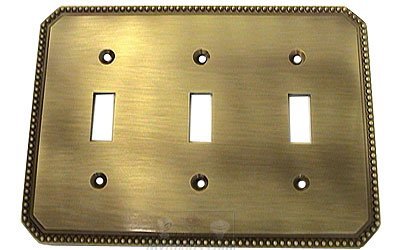 Beaded Triple Toggle Switchplate in Shaded Bronze Lacquered