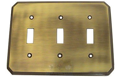 Traditional Triple Toggle Switchplate in Shaded Bronze Lacquered