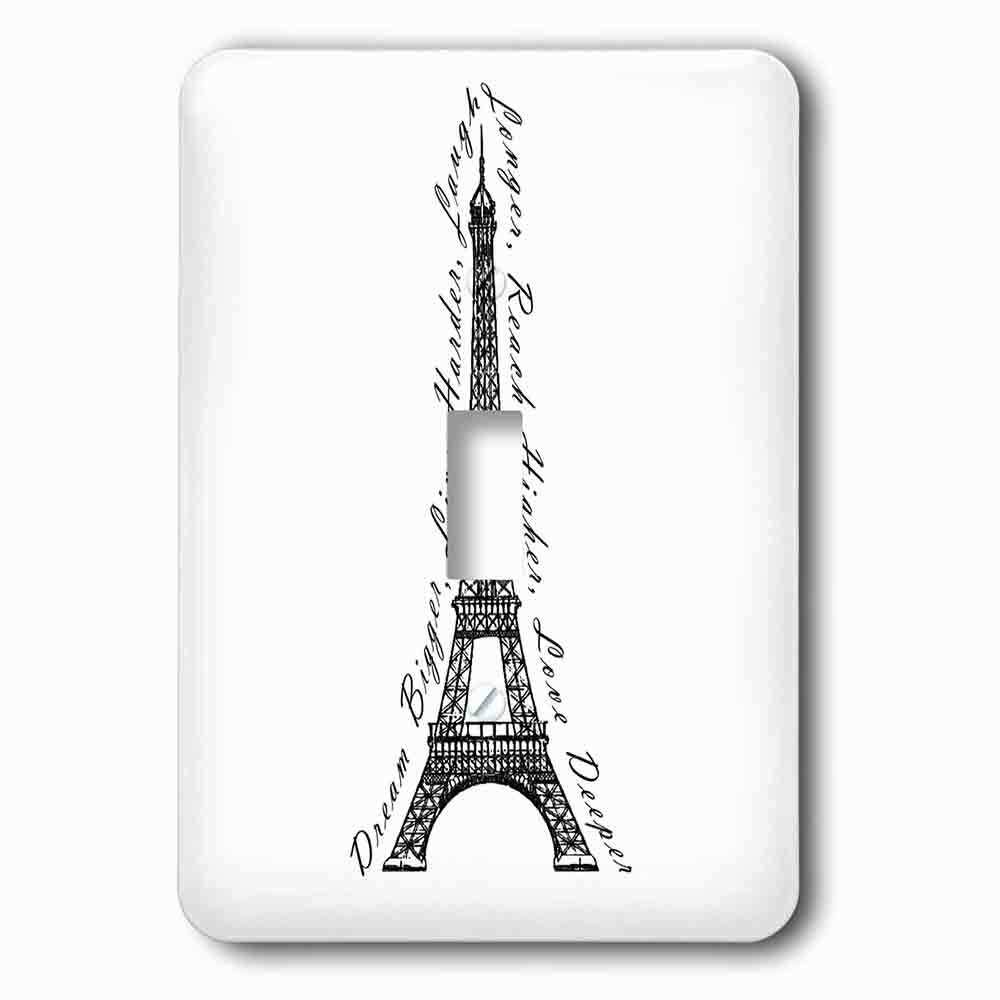 Single Toggle Wallplate With Paris Dream Bigger Inspirational Design Black And White